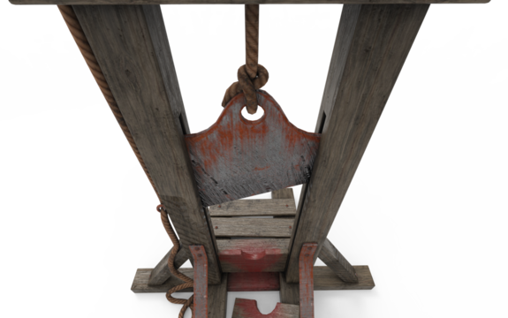 Guillotine used on white background