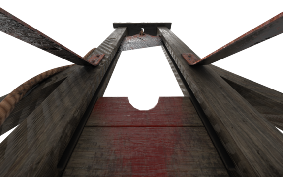 Guillotine used on white background