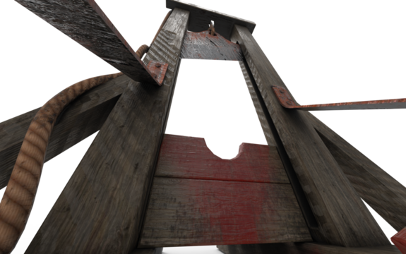 Guillotine used on white background