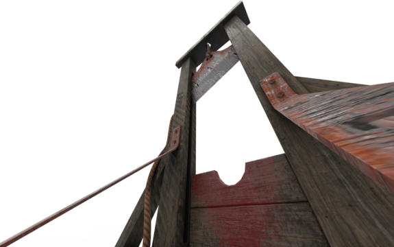 Guillotine used on white background