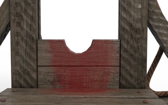 Guillotine used on white background