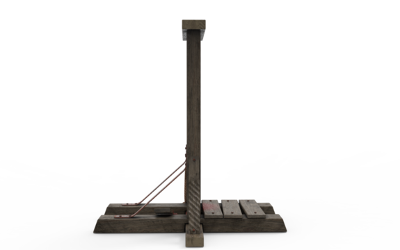 Guillotine used on white background