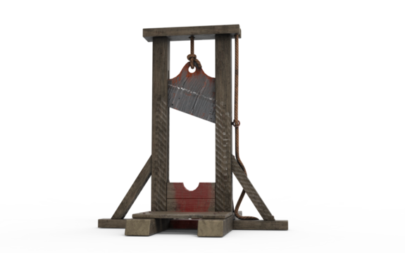 Guillotine used on white background