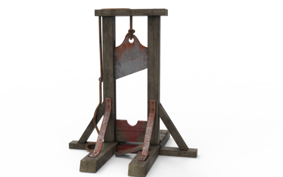 Guillotine used on white background