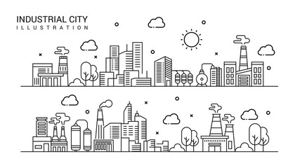 Fototapeta premium Outline landmarks industrial illustration