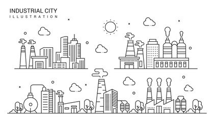 Outline landmarks industrial illustration