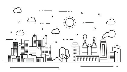 Fototapeta premium Outline landmarks industrial illustration
