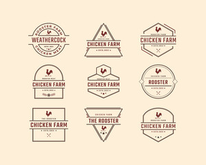 Obraz premium Vintage Retro Badge Emblem Rooster Red Cock Logo. Great for Farm Restaurant Food Agriculture and others Businesses