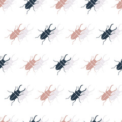 Exotic Abstract Stag Beetles Insect Vector Graphic Art Seamless Pattern