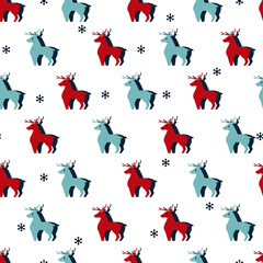 Cute Christmas Decoration Abstract Winter Deer Vector Seamless Pattern