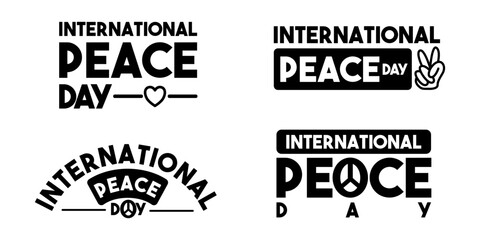 International peace day logo badge symbol text label