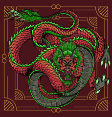 Monster dragon chinese vector detailed illustration