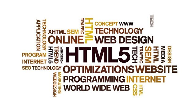 HTML5 animated tag word cloud;text design animation kinetic typography seamless loop.