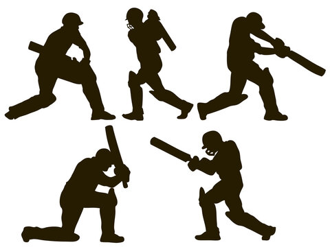 cricket player batsman batting silhouette