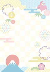pastel color new year background of Mt Fuji