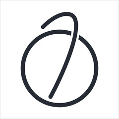 Handwritten Signature Logo for Initial I with circle frame