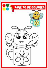 coloring book for kids. cute bee vector
