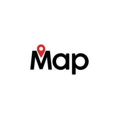 Map logo icon vector isolated with pin or point illustration