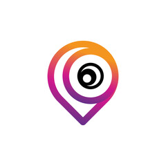Obraz premium Cam Pin Map logo icon vector isolated with pin or point illustration