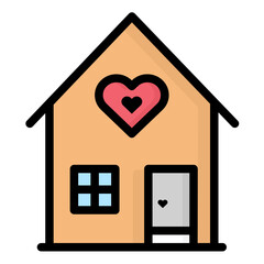 wedding house icon outline color