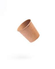 Craft cup levitates on a white background