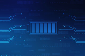 Battery Icon in digital background, battery supply Concept Background, Energy Efficiency Concept, Power and Energy background