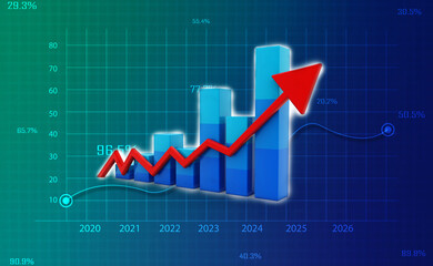 3d rendering business graph and documents. Stock market chart. Business graph background, Financial Background