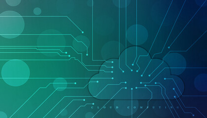 2d illustration of Cloud computing, Digital Cloud computing Concept background. Cyber technology, internet data storage, database and data server concept