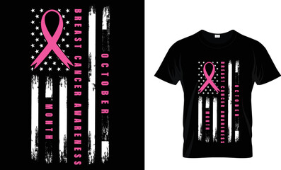 OCTOBER BREAST CANCER AWARTENESS MONTH. T SHIRT DESIGN TAMPLETE.