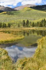 Autumn reflection on a mountain lake