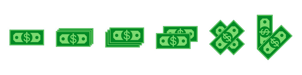 Money, cash icons set. Finance symbols. Vector isolated on white background.
