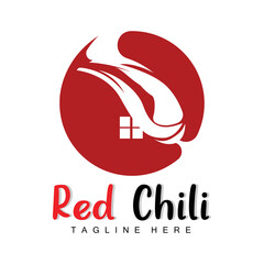 Red Chili Logo, Hot Chili Peppers Vector, Chili Garden House Illustration, Company Product Brand Illustration