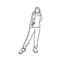 Illustration of fat woman in line art style