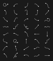 White Hand Arrow Pointing Direction Line Icon. Simple Doodle Stroke Arrow Vector. 256x256 px.