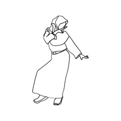 Illustration of fat woman in line art style