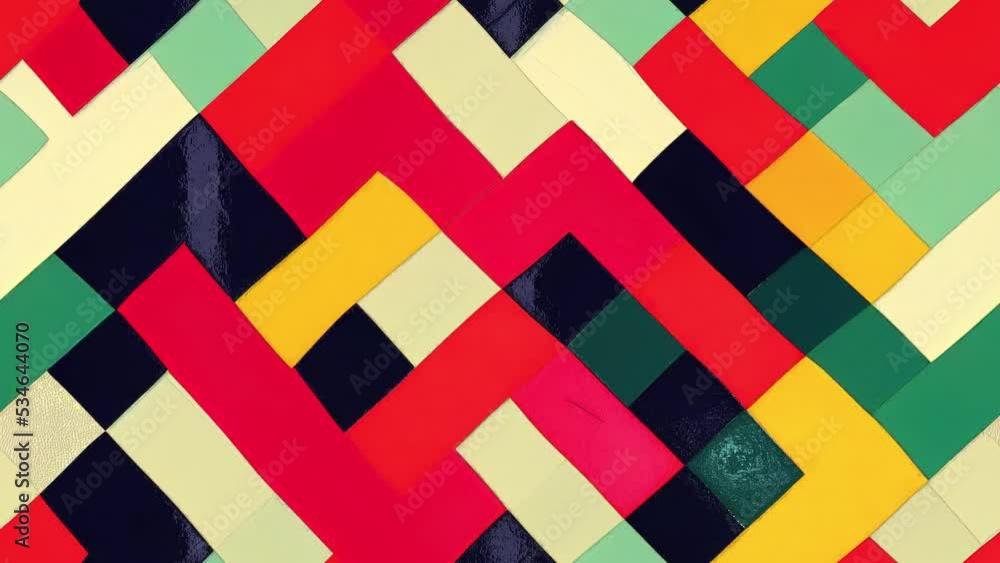 Poster seamless looping retro multicolored animation with teardrop squares on white background. abstract co