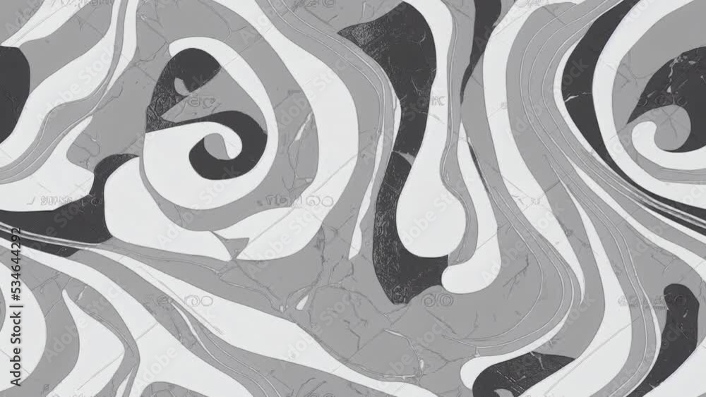 Poster seamless looping animation with realistic marble animation in white and gray color. render.