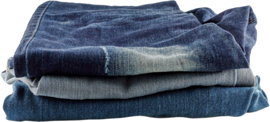 Many jeans stacked.