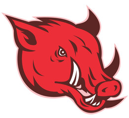 angry razorback wild pig hog boar head