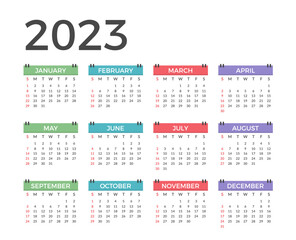2023 Calendar, week starts on Sunday