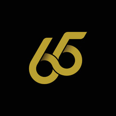 Initial number 65 or 65th anniversary. Vector logo design