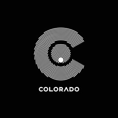 Black and white Colorado emblem badge with line styles illustration