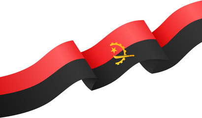 Angola flag flying on white background