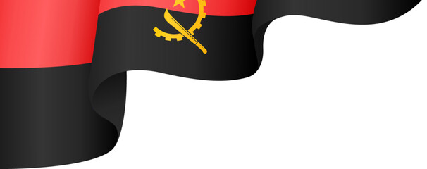 Angola flag flying on white background