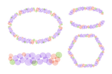 Various shape floral frames and lines set with copy space, transparent PNG.