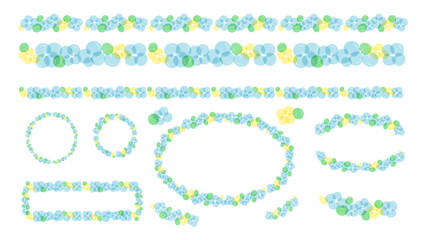 Various shape floral frames and lines set with copy space and decoration on white background