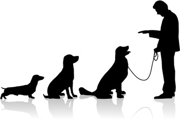 a man training dogs, vector file