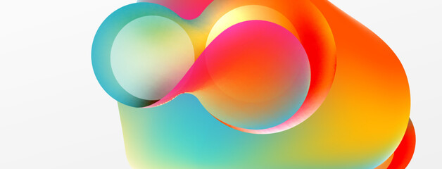 Fluid abstract background. Liquid color gradients composition. Round shapes and circle flowing design for wallpaper, banner, background or landing