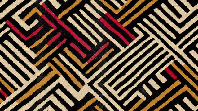 Abstract decorative textile animation linen checkered concept geo art runner rug animation design