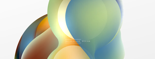 Fluid abstract background, round shapes and circle flowing design for wallpaper, banner, background or landing